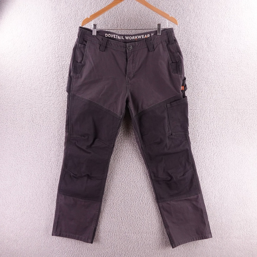 Dovetail Workwear Britt Utility Pants Gray Cordura Double Knee Women 14 Workwear